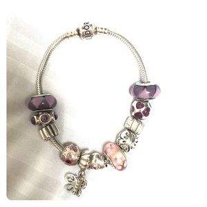 Pandora bracelet and charms 7”